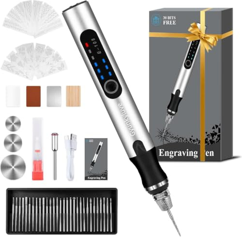 Gyunkyluve Electric Engraving Pen, Wireless Engraver Pen Kit with 60+Accessories & 3-Speed Adjust, Cordless Engraving Tools for 50+ Surfaces, Gifts for Artists & DIYers, Beginner Friendly-Silver