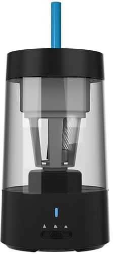 Ausla Electric Pencil Sharpener, Rechargeable Automatic Stop with 3 Adjustable Settings for Optimal Sharpness for No2 and Colored Pencils, Large Capacity Waste Bin for School or Office (Black)
