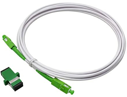 5m Network Fibre Optic Cable SC/APC- SC/APC OS2 Single Mode 3mm Patchcord | SC APC Low-Loss Connectors, Stable FTTH/Router Compatible, Armored Crush-Resistant Layer, for Indoor/Outdoor Use