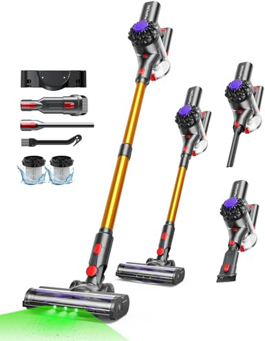 VACTechPro 40KPa Akku Staubsauger kabellos | Kabelloser Staubsauger mit abnehmbarem Akku,bis zu 40min Laufzeit,8 in 1 Akkustaubsauger Tierhaare für Hartholzböden &Teppich