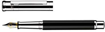 Otto Hutt design 04 Füllfederhalter 018-61875 – Füller mit hochwertiger Beschichtung und glänzender Oberfläche in der Farbe Schwarz – Federstärke M, silber