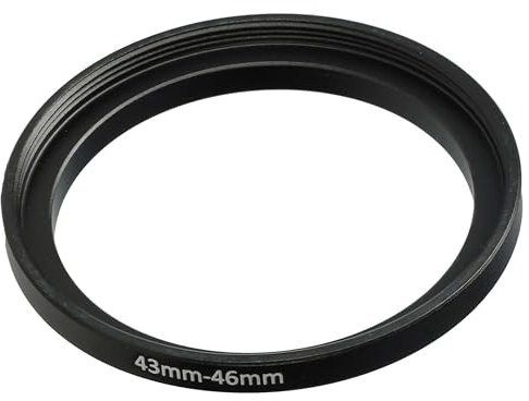 vhbw Step-Up-Ring Adapter von 43 mm auf 46 mm für Kamera Objektiv - Filteradapter, Metall, Schwarz