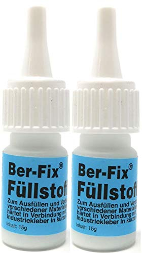 Ber-Fix Füllstoff-Granulat für Industrie- und Sekundenkleber Perfekte Schweißnaht-Reparatur, WEISS, 15g, 2 Stück