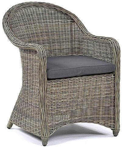 BrackenStyle Regent Garden Rattan Armchair with Dark Grey Cushion - Durable Rattan Dining Chair Seat for Outdoor Garden & Patio Use