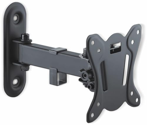 PureMounts TV Wandhalterung Wand Halterung VESA 100 schwenkbar neigbar | TV Halter für 13-27 Zoll Displays, VESA 100x100/75x75, 25kg Traglast, 65-200mm Wandabstand, Universal Halterung