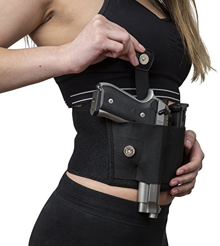 Belly Band Holster for Concealed Carry by IDELIFE - Adjustable 45” Waist Band Handgun Carrying System, Elastic Hand Gun Holder for Pistols Revolvers for Men and Women