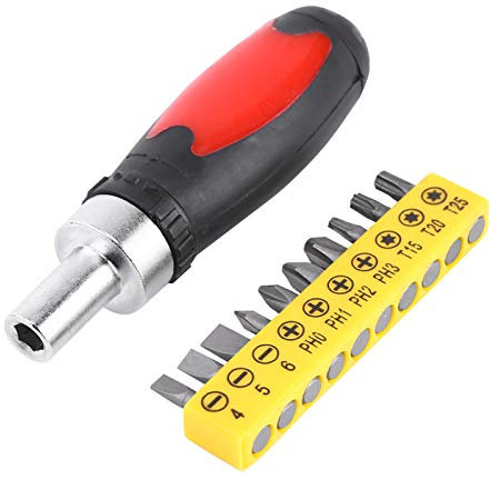 Multibit Screwdriver, Akozon Screwdriver Manual Screw Driver with 10pcs Interchangeable Screwdriver Bits Slot Cross Star Shape Drive