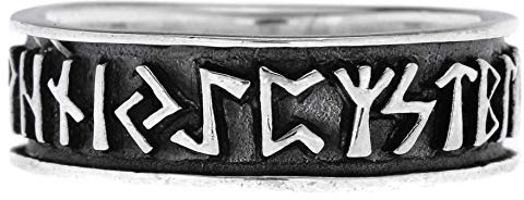 Windalf Antik Wikinger Ring FUTHARK 6 mm Runen Vikings Silberring Nordischer Schmuck 925 Sterlingsilber (Silber, 60 (19.1))