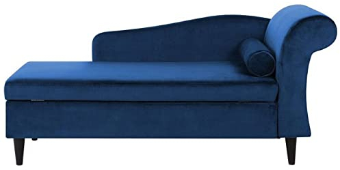 Beliani Moderne Chaiselongue mit angenehmer Polsterung aus Samtstoff in Marineblau Luiro