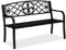 Relaxdays Gartenbank, Fleur de Lis Motiv, 2-Sitzer, Stahl, Garten und Terrasse, HxBxT: 86 x 127 x 60 cm, schwarz