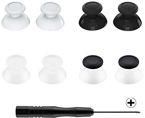 eXtremeRate 3D-Sticks Joystick kompatibel mit Nintendo Switch Pro Controller, Thumbsticks Analog Sticks Kappen Ersatzteile für NS Switch Pro Controller-Schwarz/Weiß/Transparent/Transparentschwarz