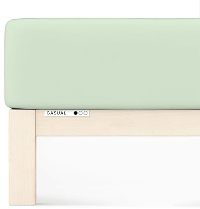 schlafgut Premium Spannbettlaken 140x200 cm Bio-Baumwolle, Green Light | Bettlaken, Spannbetttuch 160x200, 160x220 cm, Grün, Mako Zwirn-Jersey 220 g/m², bis 35 cm Steg, blickdicht, Made in Green