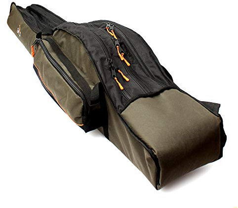 Carp Rutentasche Rod Case Angelkoffer mit 3 Fächern JM2 Angeln wasserabweisender Angelzubehörtasche Fishing Rucksack (130)