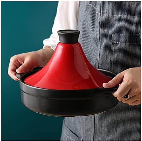 AIZYR Kitchen Moroccan Tagine Pot - Ceramic Cooking Tagine Tajine Cooking Pot with Lid for Cooking and Stew Casserole Slow Cooker