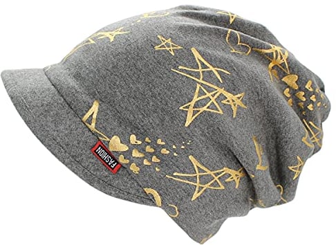 dy_mode Damen Schirmmütze Beanie Mütze mit Schirm Kappe - BM118 (BM136-Grau)