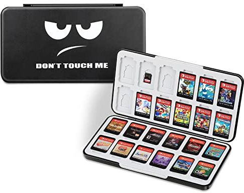 CaseBot Spiele Aufbewahrung Tasche Schutzhülle für Nintendo Switch/Switch OLED, [Stoßsicher] Hardcase Hülle mit 24 Switch Spiele oder Micro 24 SD Karte, Game Card Box Organizer, Don't Touch