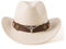 Gossifan Klassischer Cowboyhut für Damen, Westernhut mit breitem Gürtel, Light Sand, Medium