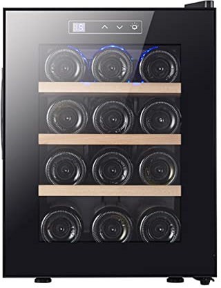Compressor Wine Cooler Refrigerator 12 Bottle Countertop Wine Cooler for Red, White, Champagne or Sparkling Wine Clear Front Glass Door with Digital Temperature Controls