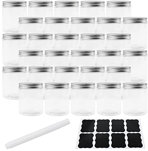 ZEONHEI 120ml 46 Pack Plastic Jars with Black Lids, 4oz Small Refillable Clear Plastic Containers, Round Empty Leak-Proof Storage Spice Jars for Slime Making Kitchen Travel DIY Cosmetic Crafts