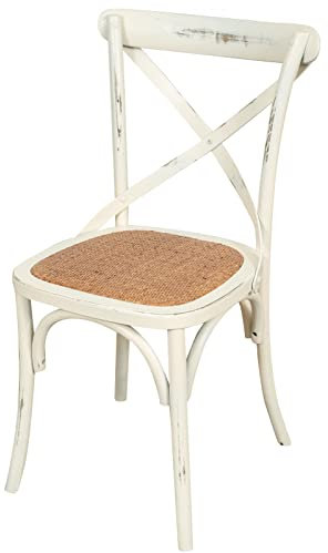 Biscottini Sedie sala da pranzo legno massello 86x42x46 cm - Sedia cucina e soggiorno in rattan - Sedie in legno da esterno e interno - Sedia legno bianca Cross