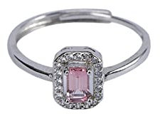 Anello in Argento Sterling 925 Lucidatura Luce Lusso Intarsiato Tormalina Rosa Tormalina Proposta di Matrimonio Aperto Anelli Regolabili Gioielli Regali per Ragazzo Ragazza Uomo Donna Anello Argent