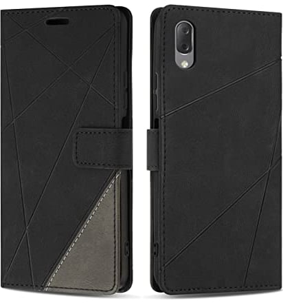 SONWO Case for Sony Xperia L3, Premium PU Leather Flip Wallet Case Magnetic Closure Cover Case Card Slots kickstand Phone Case for Sony Xperia L3, Black