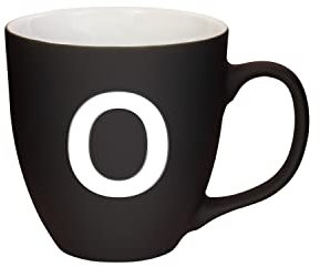 Mahlwerck Jumbotasse, selbst gestalten, große Porzellan-Kaffeetasse, matte Oberfläche, Tasse mit Buchstabe Monogramm, Initiale A-Z, Geschenk, 400 ml, Design Letter, schwarz - O