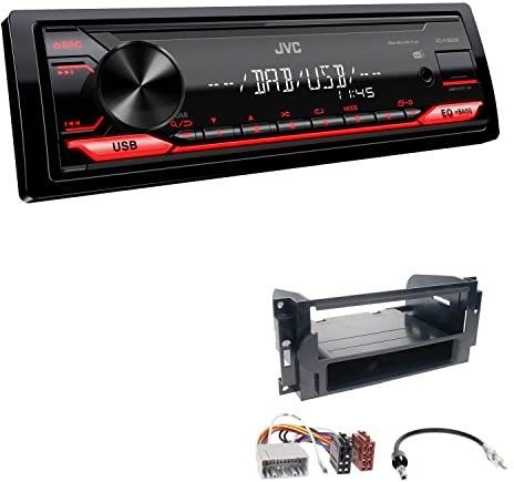 JVC KD-X182DB 1-DIN Autoradio DAB+ USB Digital Receiver inkl. Antenne mit Einbauset passend für Jeep Compass 2006-2010 schwarz