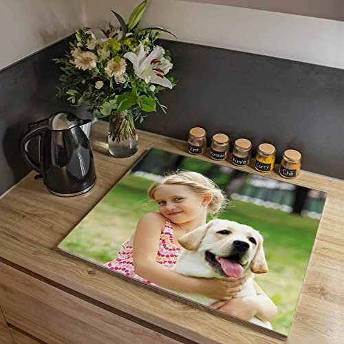 banjado® Herdabdeckplatte Glas 1-teilig 70x52 cm/Schneidebrett Herdabdeckung mit Motiv Wunschmotiv/Herdabdeckplatten Ceranfeld 1teilig / Schneidebrett Glas individuell einsetzbar