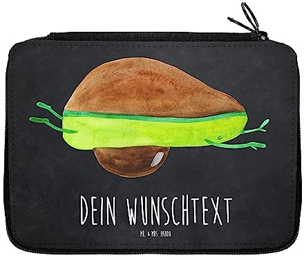 Mr. & Mrs. Panda Personalisierte Federmappe Avocado Yoga - Personalisierte Geschenke, Avocado Yoga Vegan, Grundschule, Stiftemappe mit Namen, Veggie,