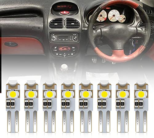 Nslumo Luz indicadora de pantalla LCD para tablero T5 para Peugeot 206 306 406 605 para Citroen C5 Jumper White T5 HVAC, aire acondicionado, centro de información multifunción, bombillas