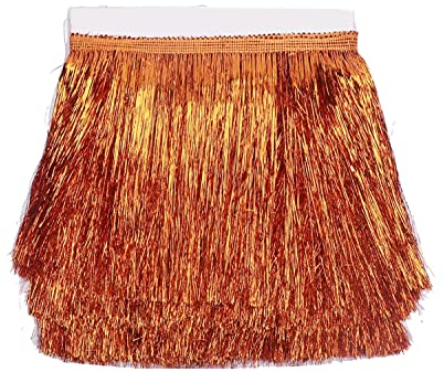 YYCRAFT Lametta-Fransen-Bordüre, Lametta-Girlande, Tanzkostüm, Fransenbesatz, glänzende Folien-Effekt, Party-Dekoration, 9,1 m, Orange