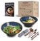 Ramen Bowl Set of 2, 1600ml Japanese Ceramic Noodle Bowls (with Spoons, Chopsticks Kits) for Soup, Cereal, Pasta, Pho, Udon, Mixing Salad & Snack, Home Warming Gift