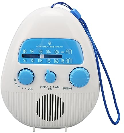 Radio de Douche, Radio de Salle de Bain étanche Portable AM FM Bouton Rotatif Radio de Douche à Volume Réglable, Haut-Parleur intégré, pour la Maison en Plein Air