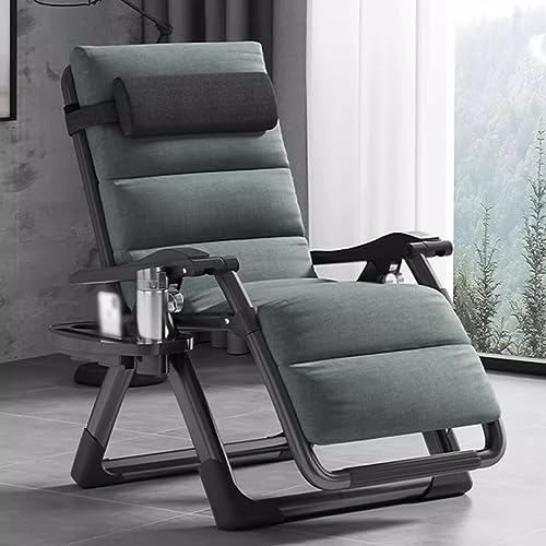 HCZION Klappbare Terrassen-Chaiselounge für den Außenbereich mit Kissen, Chaiselounge für den Innenbereich mit Armlehnen, atmungsaktive Schwerelosigkeitsstühle, verstellbare Rückenlehne, kann Liege