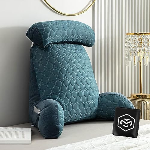 Ergonomisches Lesekissen mit abnehmbarer Nackenrolle - rückenkissen - Rückenstützkissen für Bett - Bett Rückenlehne Lesekissen mit Waschbarer Bezug - Rückenstütze Beim Lesen oder für Videospiele