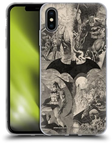 Head Case Designs Offizielle Batman DC Comics Logo Collage Gestresst Hush Soft Gel Handyhülle Hülle kompatibel mit Apple iPhone XS Max