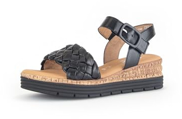 Gabor Damen Keilsandalen, Frauen Sandalen,Moderate Mehrweite (G),Keilsandaletten,Keilabsatz,Wedge-Heel,bequem,flach,schwarz,38 EU / 5 UK