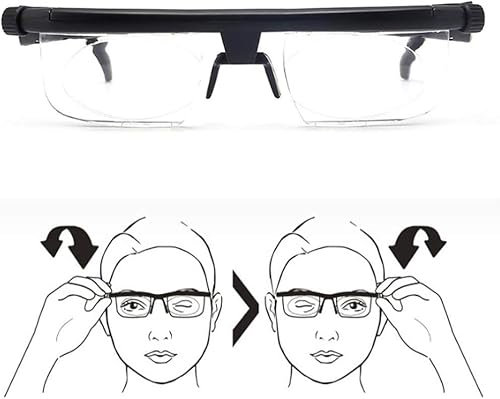 Brille, verstellbare Lesebrille, tragbar, kurzsichtig, weitsichtig, leicht, Unisex-Brille mit variablem Fokus, HD-Linse, A, manuelle Fokussierung 45HaoAMZ