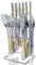 Gilded Silverware Set, 24 Piece Cutlery Set with Holder Service for 6 Mirror Polished Tableware Set for Home Kitchen, Dishwasher Safe (Gold Silvery)