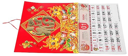 AOKWAWALIY Chinesischer Tageskalender Hausversorgung Schreibtischkalender Mondkalender Für Das Drachenjahr 2024 Tischkalender 2024 Jährlicher Jahr Der Büro Haushaltsprodukte Umblättern Papier