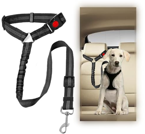 Verstellbare Elastische Anschnallgurt Hund Auto,Sicherheitsgeschirr Hunde Autogurt,Hunde Anschnallgurt,Hundegurt Rückbank,Gundeanschnaller,Sicherheitsgurt Hunde für Auto,Hundegeschirr