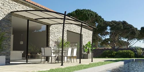 COULEURS DU MONDE - Pergola Kyoto adossée en Aluminium 3,5x4m - Structure Seule