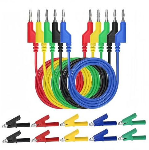 Multimeter Bananenstecker auf Bananenstecker Testkabel Kit Mit 5 Stück Multimeter Messleitungen, 10 Stück Krokodiklemmen und 4mm 5 Farben Bananenstecker, Messleitungen Kit Für Messkabel Strommessgerät