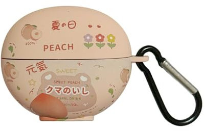 JRCYVTA Custodia per auricolari Huawei Freeclip in silicone, motivo Kawaii pesca/lime, adatta sia per ragazzi/ragazze, viene fornita con ganci per un facile trasporto (pesca)