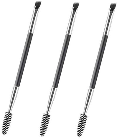 3 Pcs Duo Goupillon Sourcil Applicateur, Professionnelle Goupillon Sourcils, Brosse à Sourcils Biseautée Duo, Brosse à Sourcils, pour Ombre à Paupières Sourcils Teinture Cils Sourcils Coudés