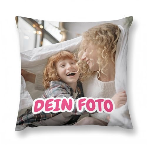 MIOLCHEN Kissen mit Foto Bedrucken Lassen, Kissen Personalisiert, Fotokissen mit eigenem Foto, Personalisiertes Kissen, Kissenbezug personalisierbar mit Foto-Blid und Wunschtext. (45 * 45cm)