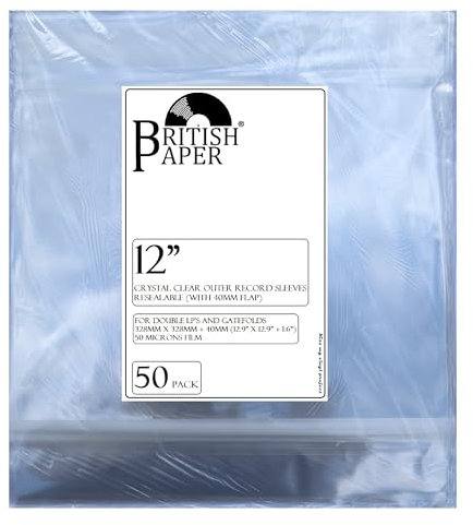 Britishpaper 12 Inch Vinyl Record Sleeves Outer Gatefold LP Album Blake, Clear Covers, Acid-Free 12 Sleeves (50)