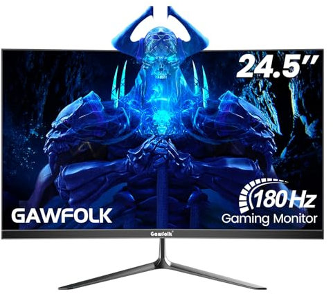 Gawfolk 24.5 Inch Gaming Monitor 180Hz with AMD FreeSync, Flicker-Free, HDMI 2.0, DP 1.4, Ultra-Thin Frameless PC Monitor