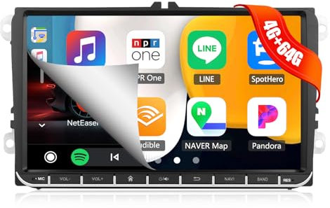 4G+64G 8Core CAMECHO Android 13 Autoradio per VW Golf 5 6 Polo Skoda Caddy con Navi Carplay Android Auto, Stereo con Schermo da 9 Pollici con Bluetooth RDS 32EQ DSP Mirror Link